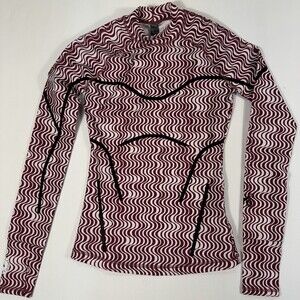 Adidas Stella McCartney XS Long Sleeve Athletic Top Burgundy Wave Print Gym Yoga